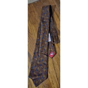 Rivetz Of Boston Brown Novelty Golf Tie All Wool Good Condition